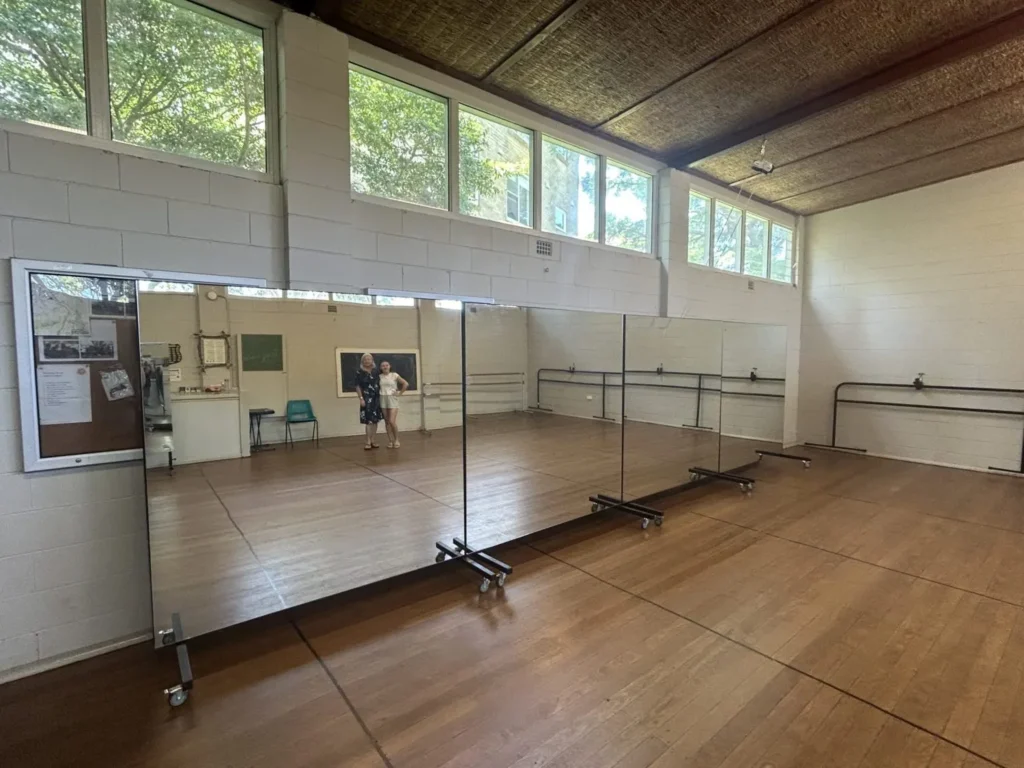 Dance studio with mirror wall and rollaway mirror at Cammeray Dance Academy