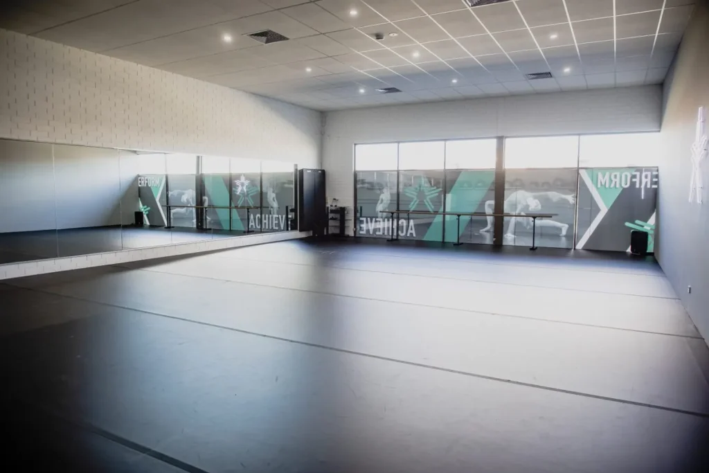 Black EveryDance dance vinyl laid in a performance space