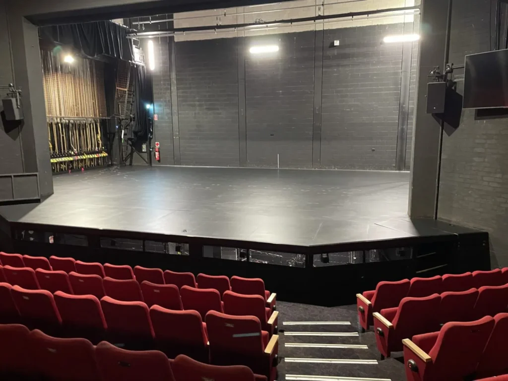 Theatre stage finished in Weathertex boards and JuJu Total Blitz black stage paint